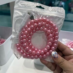 New 3ft charger pink beads